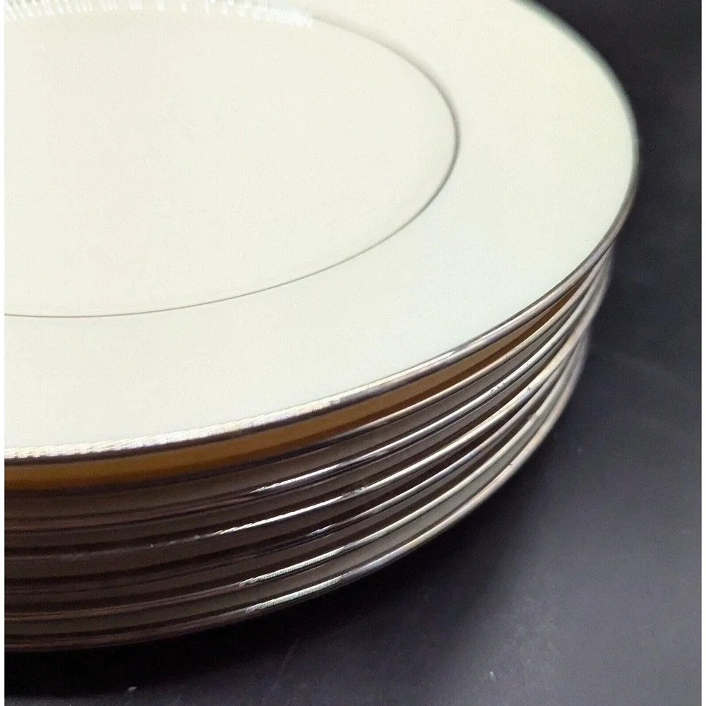 Set Of 7 Vintage Lenox Maywood China Salad Dessert Plate Cream Platinum 8